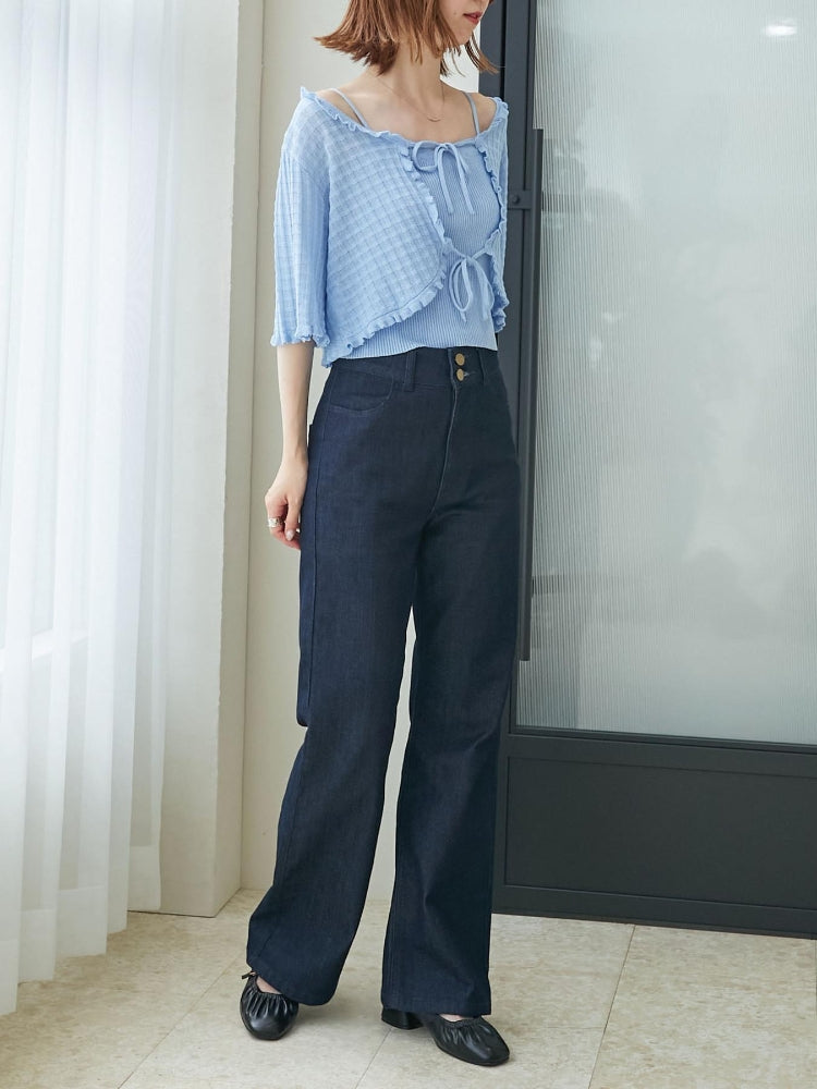 MAJESTIC LEGON キャミセットプチフリルカーディガン（イエロー） イエロー