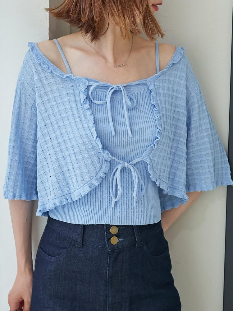 MAJESTIC LEGON キャミセットプチフリルカーディガン（イエロー） イエロー