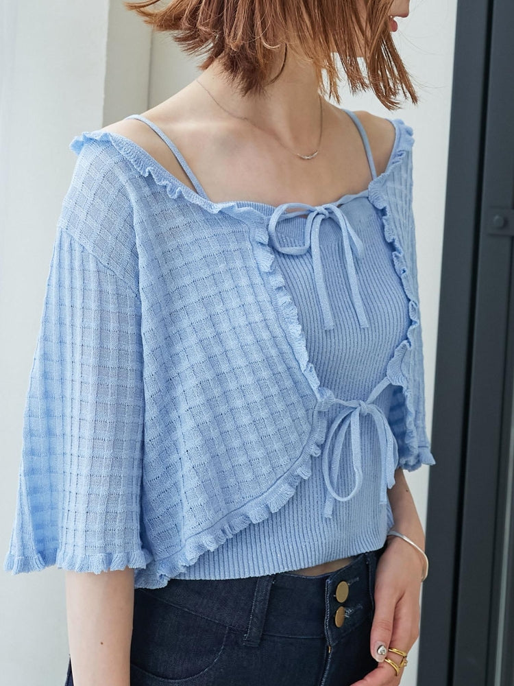 MAJESTIC LEGON キャミセットプチフリルカーディガン（イエロー） イエロー