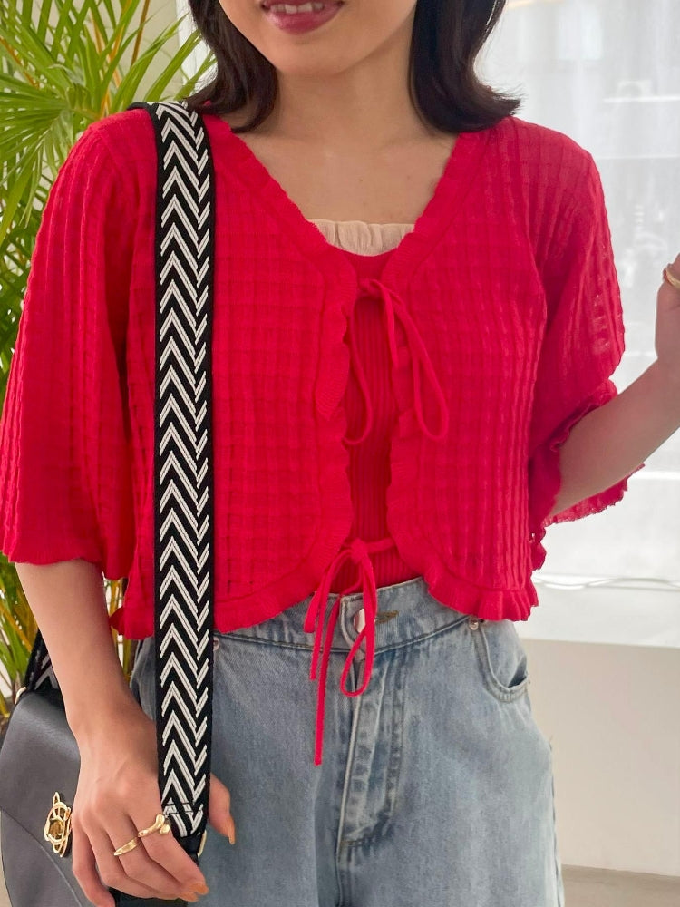 MAJESTIC LEGON キャミセットプチフリルカーディガン（イエロー） イエロー