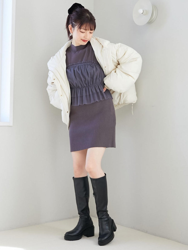 MAJESTIC LEGON 高貴蕾絲胸衣套裝迷你針織連身裙