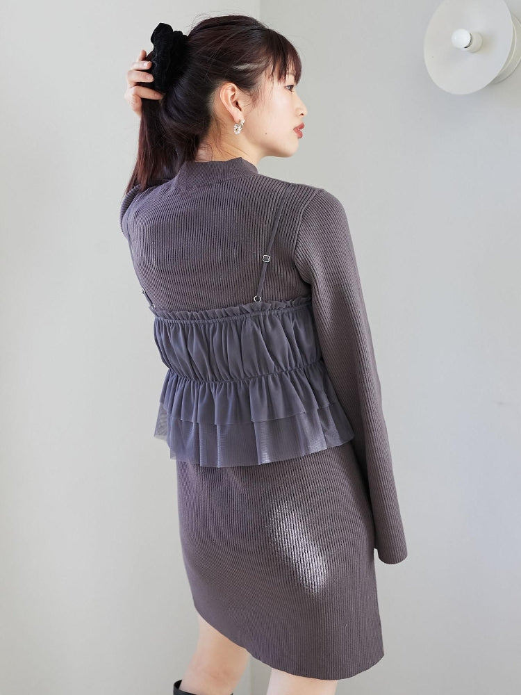 MAJESTIC LEGON 高貴蕾絲胸衣套裝迷你針織連身裙