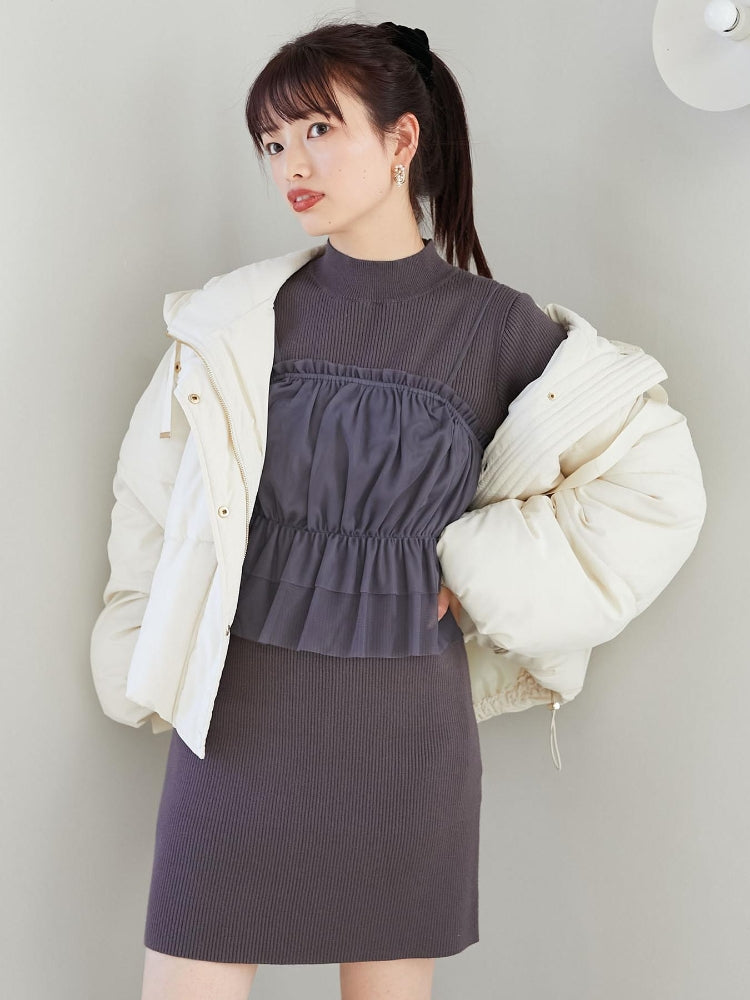 MAJESTIC LEGON 高貴蕾絲胸衣套裝迷你針織連身裙