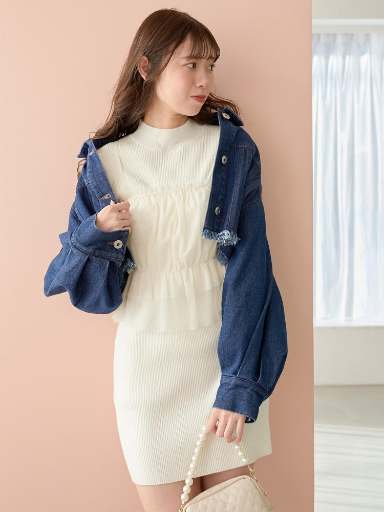 MAJESTIC LEGON 高貴蕾絲胸衣套裝迷你針織連身裙