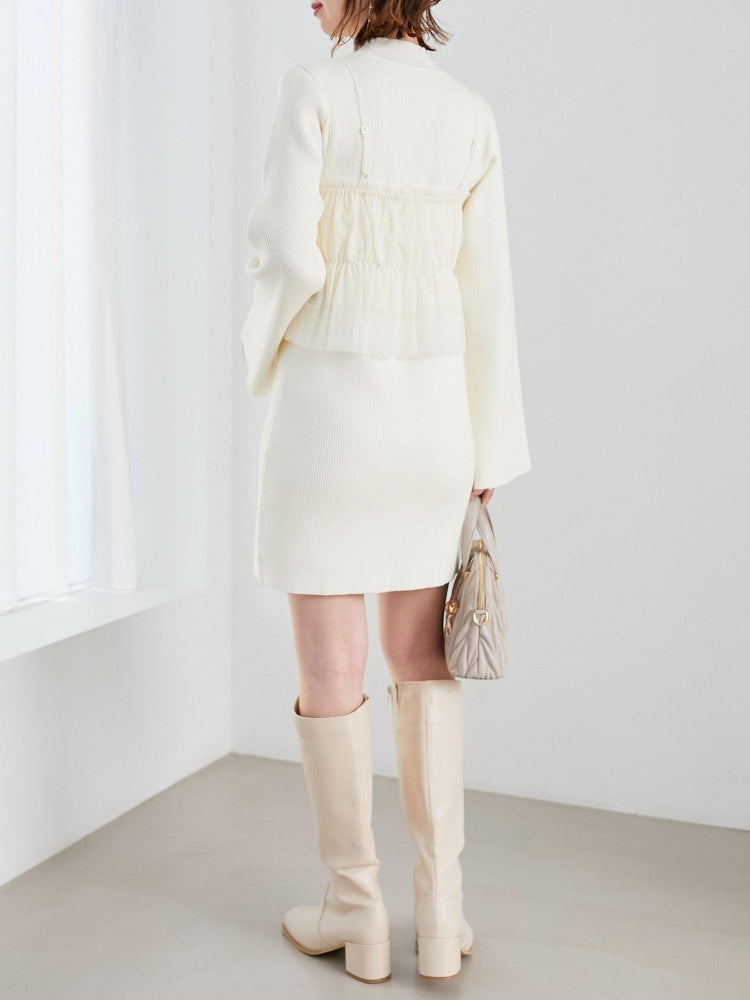 MAJESTIC LEGON 高貴蕾絲胸衣套裝迷你針織連身裙