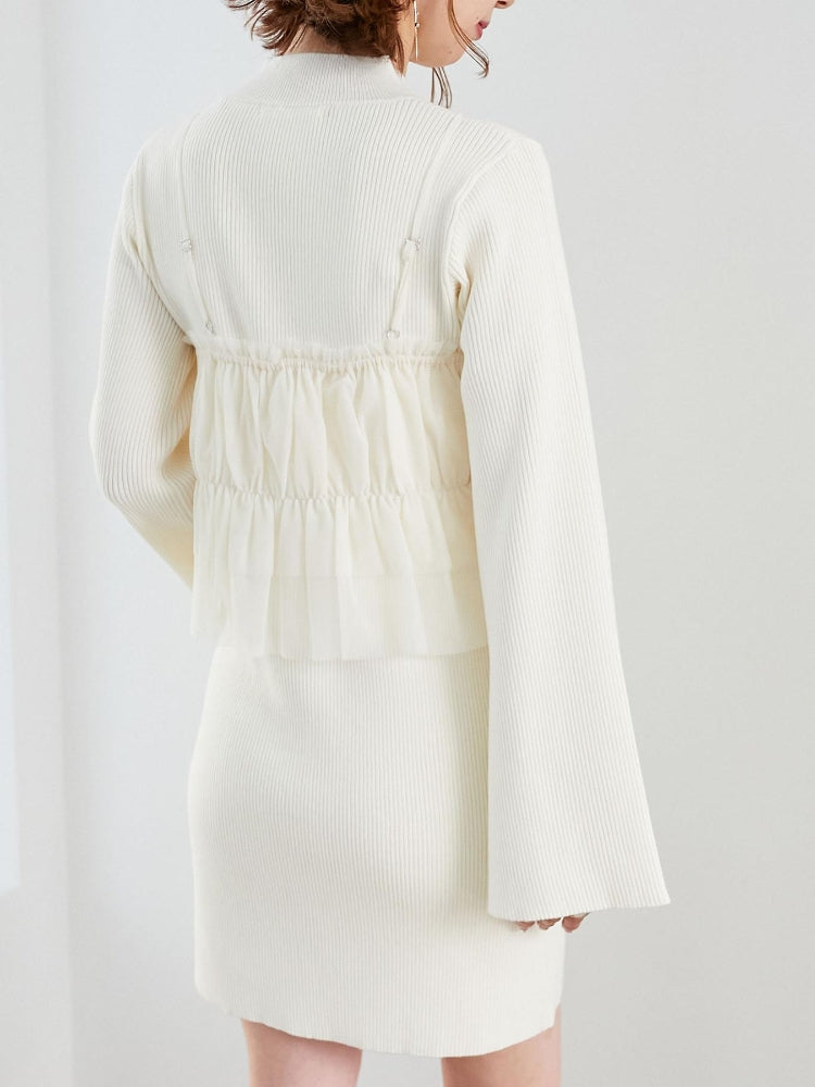 MAJESTIC LEGON 高貴蕾絲胸衣套裝迷你針織連身裙