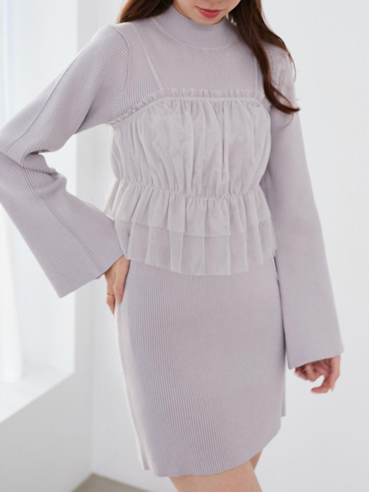 MAJESTIC LEGON 高貴蕾絲胸衣套裝迷你針織連身裙