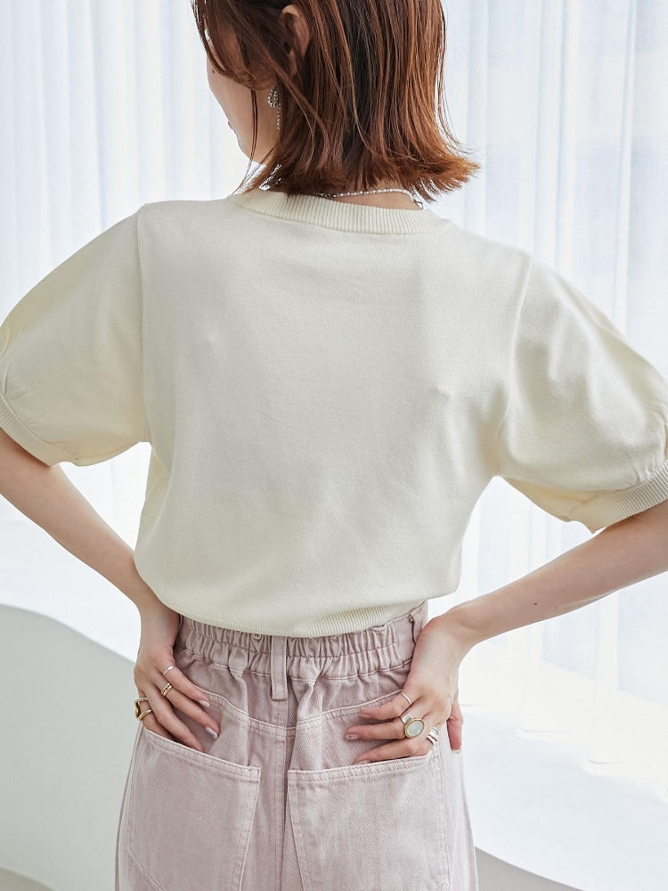 マジェスティックレゴン MAJESTIC LEGON キャットジャカード半袖ニット