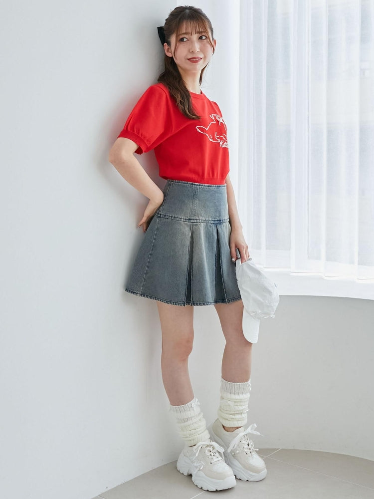 マジェスティックレゴン MAJESTIC LEGON キャットジャカード半袖ニット