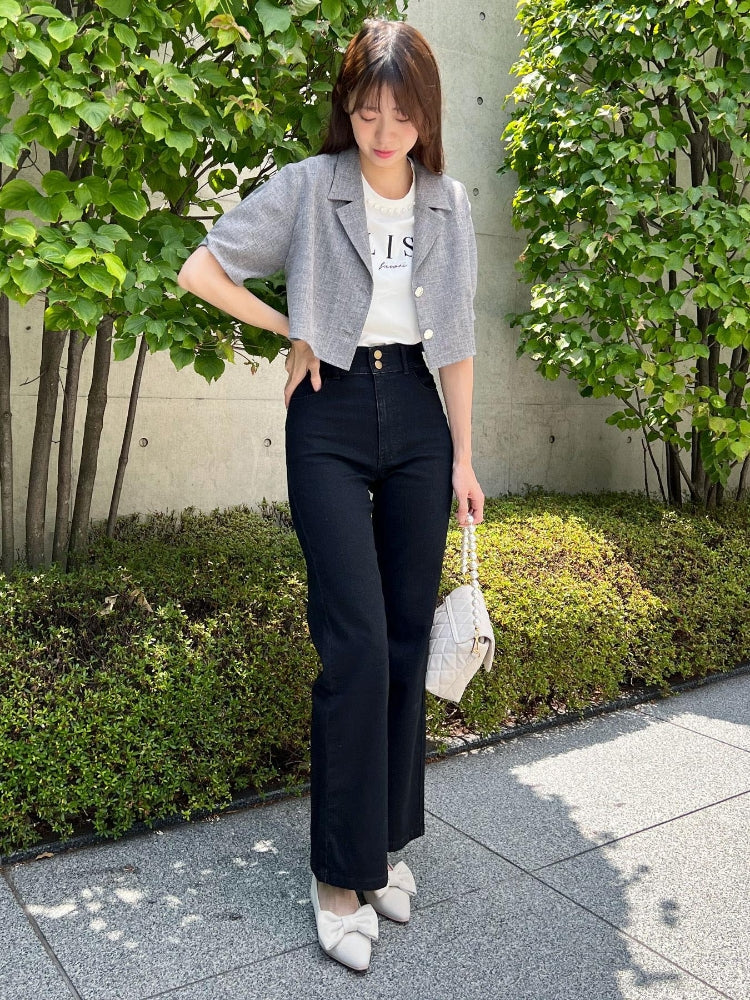 マジェスティックレゴン MAJESTIC LEGON 美脚フレアパンツ （ブラック） ブラック