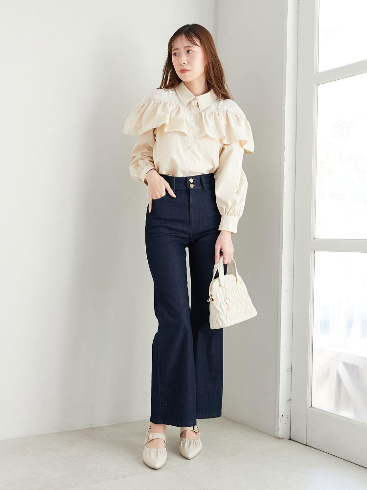 マジェスティックレゴン MAJESTIC LEGON 美脚フレアパンツ （ブラック） ブラック