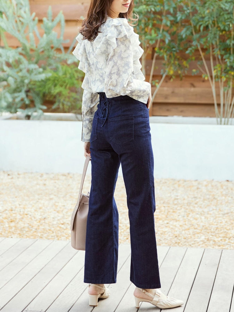 マジェスティックレゴン MAJESTIC LEGON 美脚フレアパンツ （ブラック） ブラック