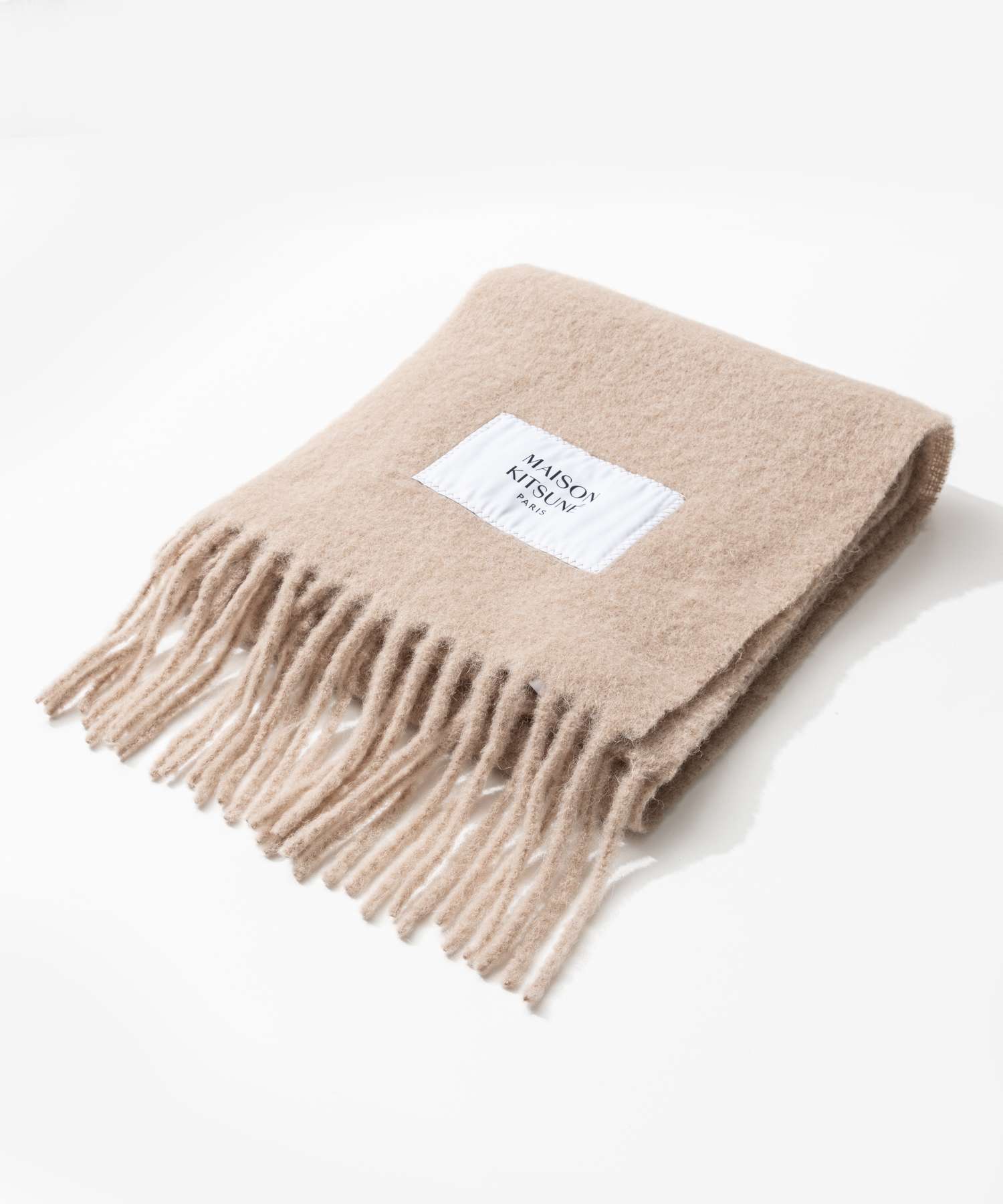 メゾンキツネ/MAISON KITSUNE ストール メンズ BABY ALPACA PLAIN SCARF マフラー DARK BEIGE LW06206WA0022-0012-P255 _0410ff MAISON KITSUNE LW06206WA0022 Scarf BABY ALPACA PLAIN SCARF Men's Muffl