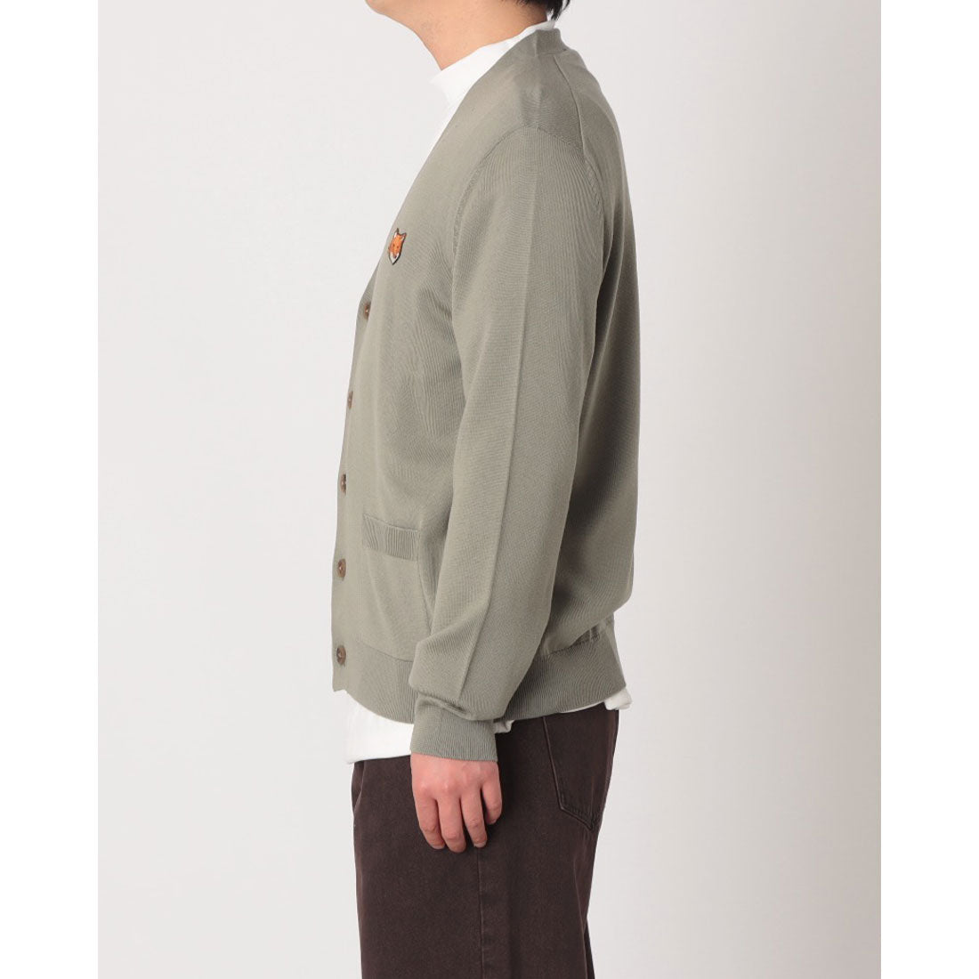 メゾンキツネ MAISON KITSUNE フォックスヘッド メリノ レギュラー カーディガン カーディガン （ローレルグリーン） ローレルグリーン