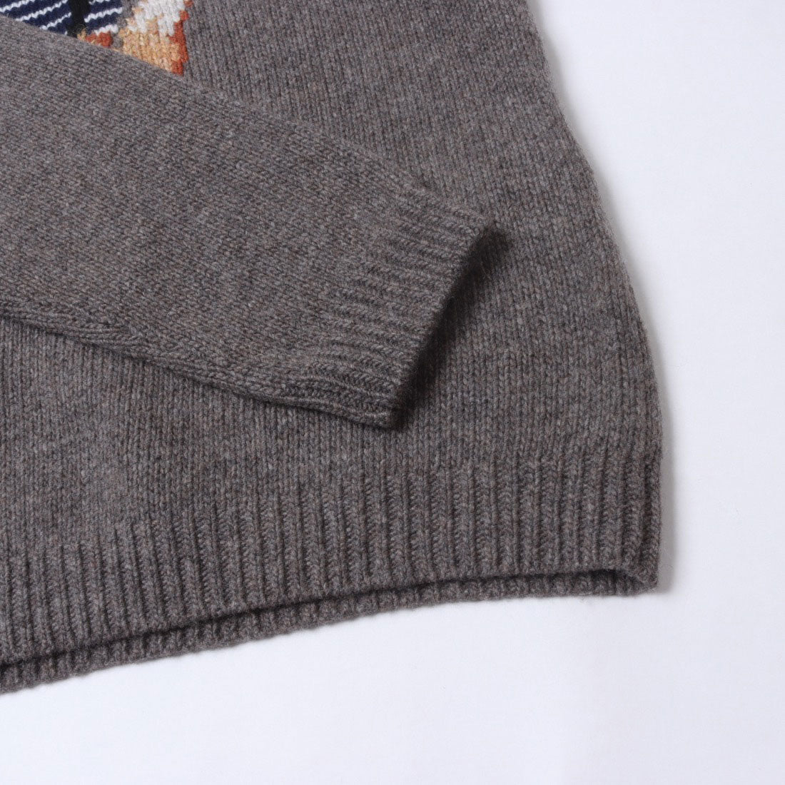メゾンキツネ MAISON KITSUNE ドレスド フォックス インターシャ ウール ジャンパー ニット （ダークグレーメランジ） ダークグレーメランジ