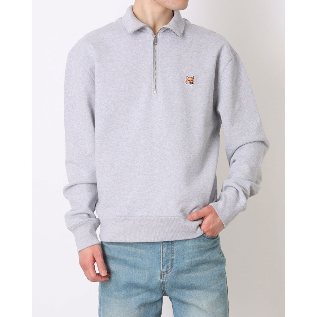 メゾンキツネ MAISON KITSUNE ハーフジップ スウェット （GREY） GREY