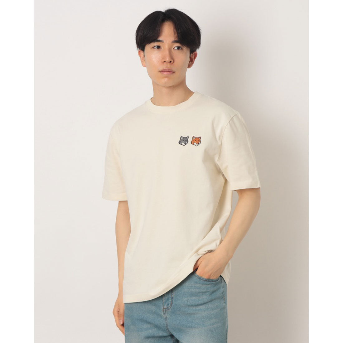 メゾンキツネ MAISON KITSUNE DOUBLE FOX HEAD COMFORT TEE-SHIRT （LATTE） LATTE