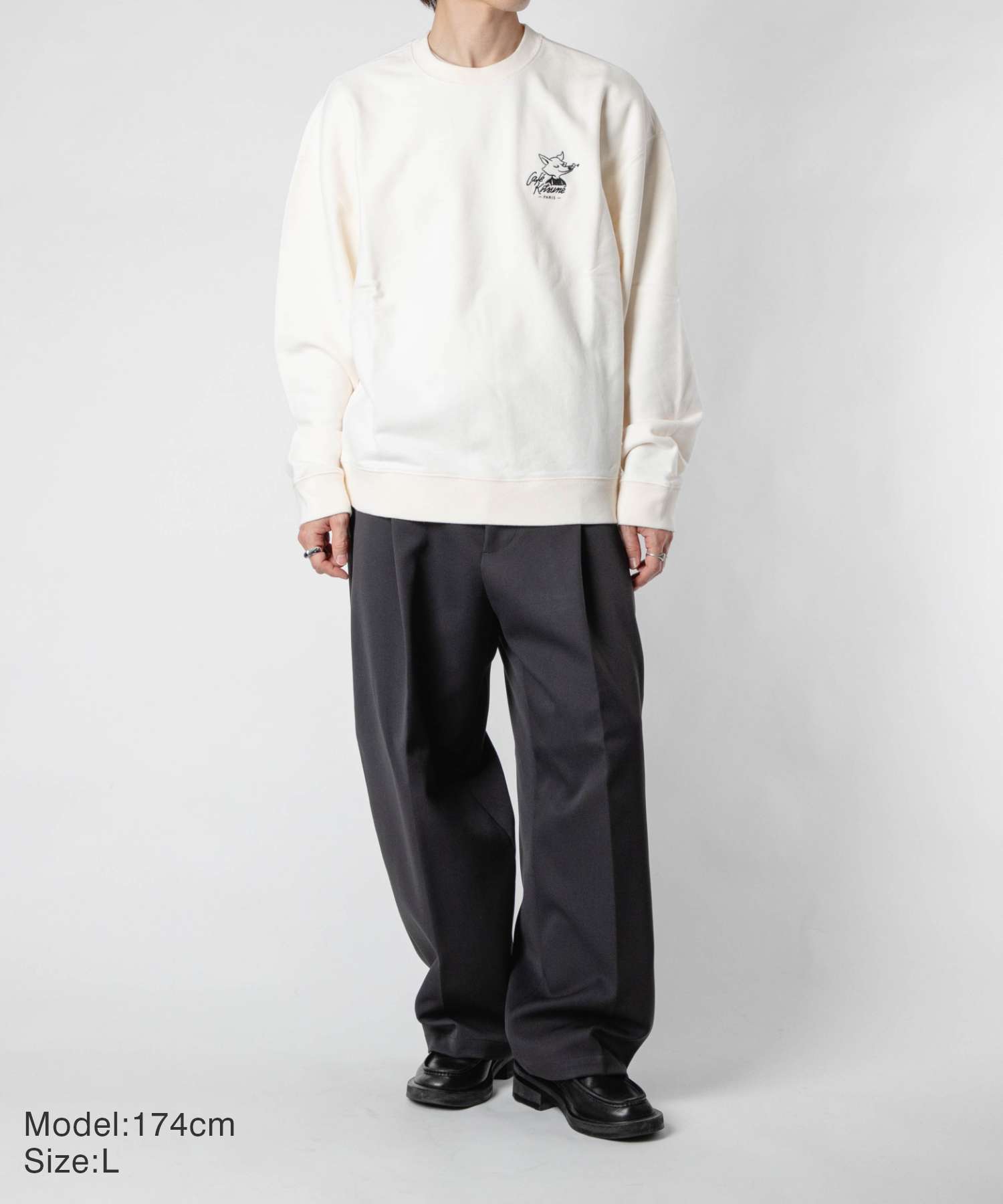 Maison Kitsune MAISON KITSUNE Maison Kitsune MAISON KITSUNE CKMU00301KM0330 Sweat CAFE KITSUNE FOX RELAX SWEATSHIRT Men's Women's Tops Long Sleeve