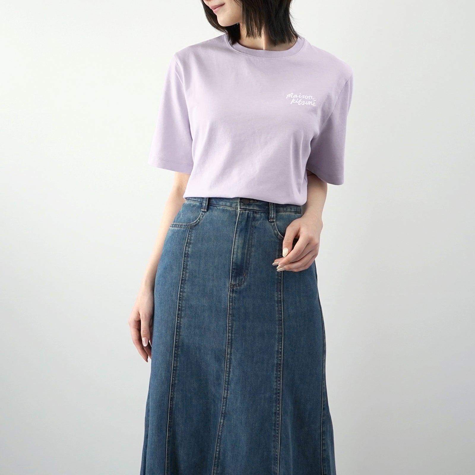 メゾンキツネ MAISON KITSUNE ハンドライティングロゴ 半袖Tシャツ MW00126 （ソフトモーブ） ソフトモーブ