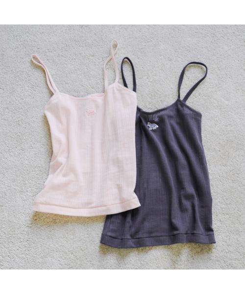 メゾンキツネ MAISON KITSUNE MAISON KITSUNE キャミソール OW00608 KA0027 （0140/ROSE-WATER/ピンク） 0140/ROSE-WATER/ピンク