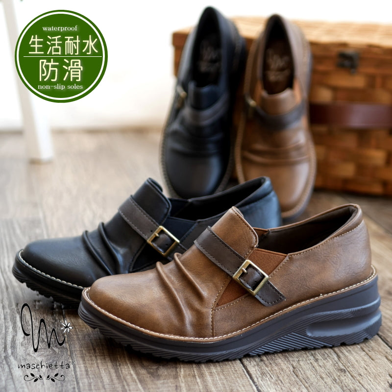 Maschietta slip-on shoes with upper belt, wedge, flexible, anti-slip, antibacterial, odor-resistant, 3E