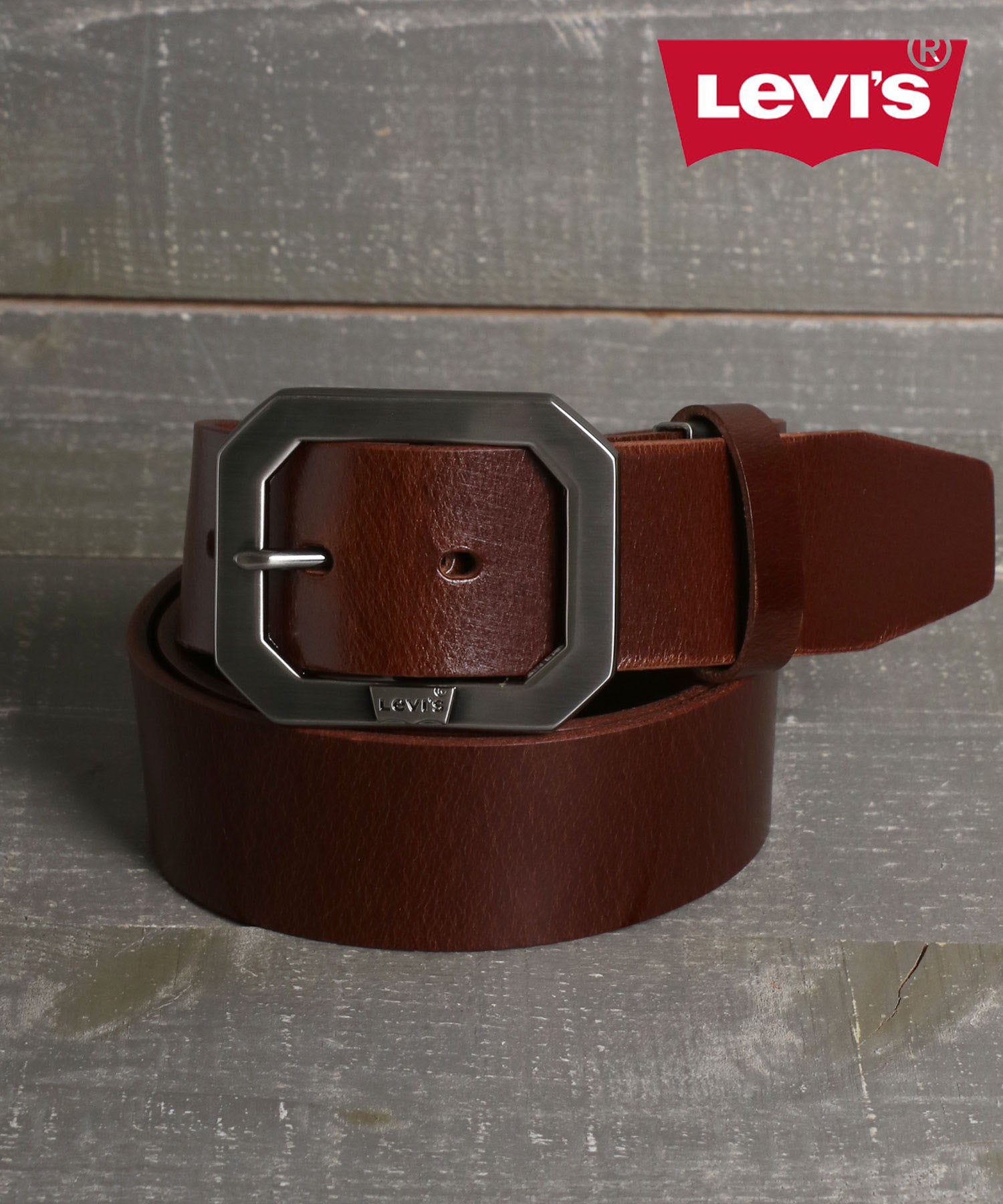 マルカワ MARUKAWA 【Levi's/リーバイス】40mm 本革 バットウイングロゴ スクエアレザーベルト メンズ ベルト レザー  （ダークブラウン） ダークブラウン