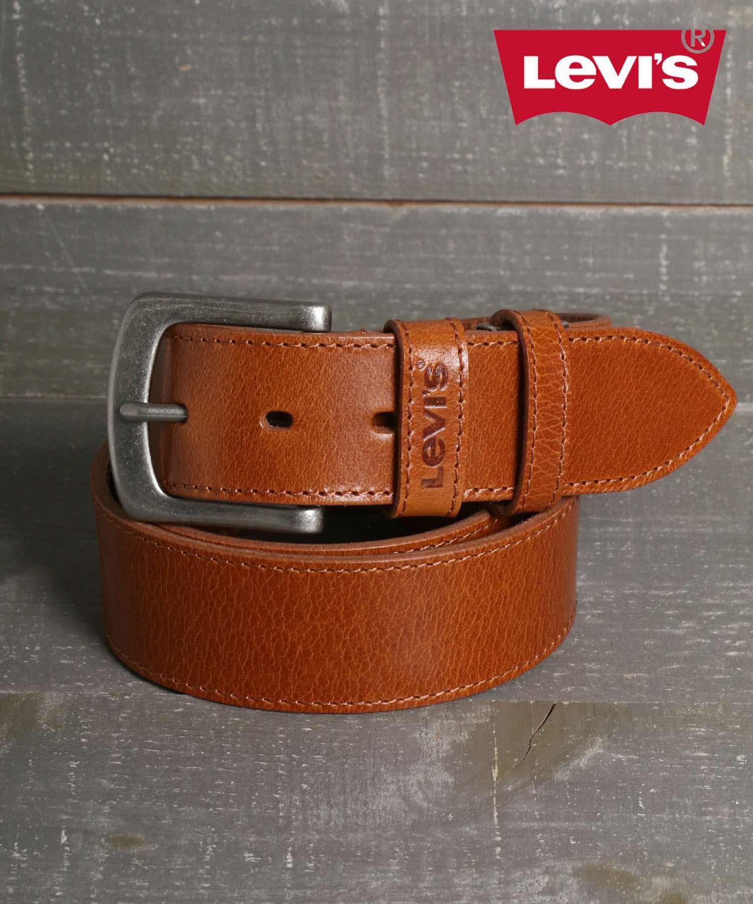 【Levi's/リーバイス】40mm 本皮革 雙環 加里森皮革腰帶 男士 腰帶 皮革