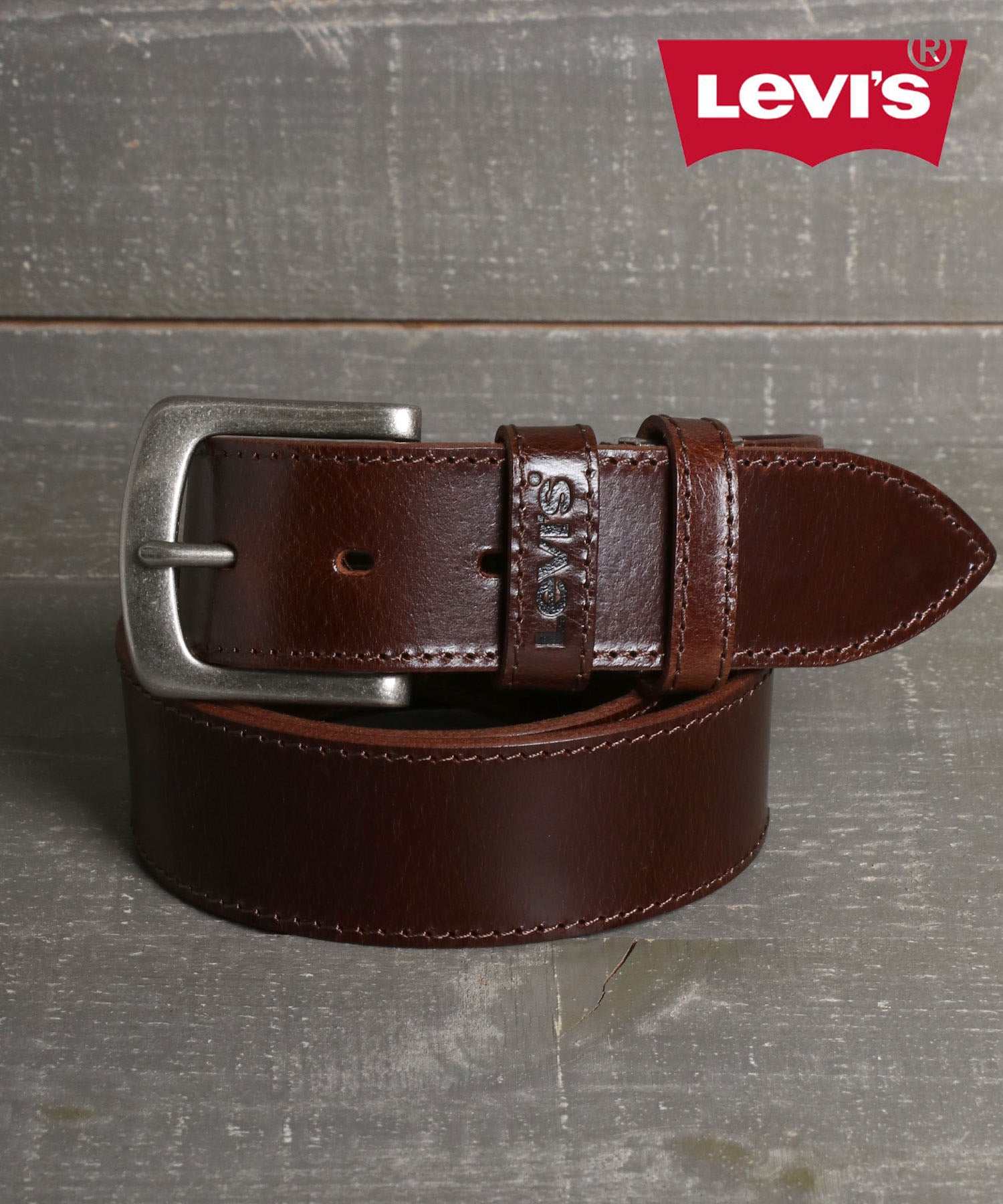 【Levi's/リーバイス】40mm 本皮革 雙環 加里森皮革腰帶 男士 腰帶 皮革