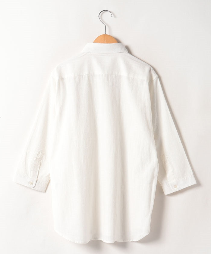 マルカワ MARUKAWA [涼感素材]強撚コットン 無地＆チェック 七分袖シャツ/メンズ シャツ 7分 夏 涼しい