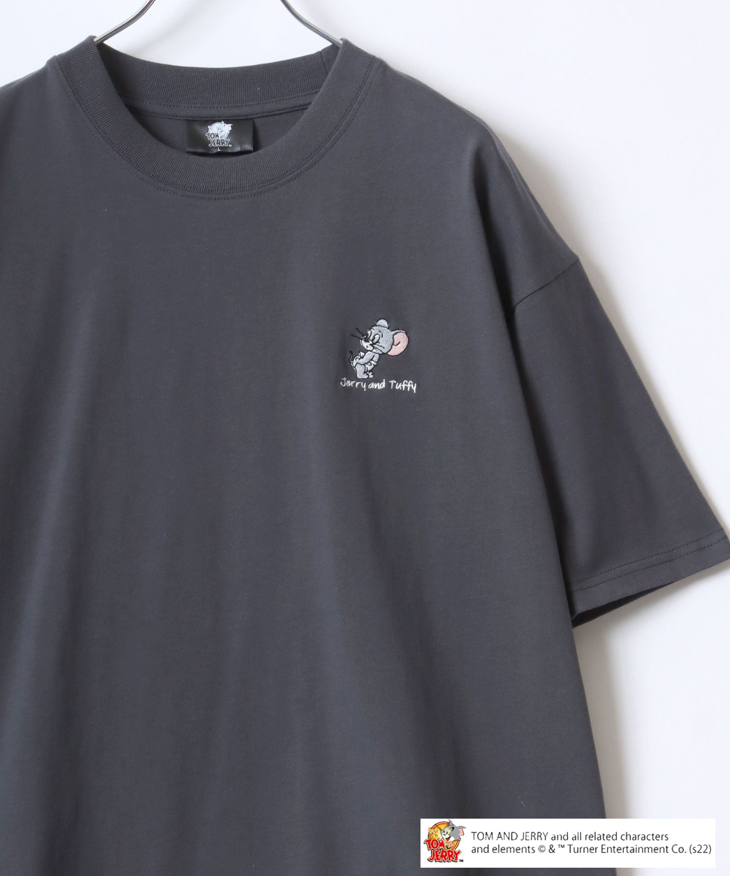 マルカワ MARUKAWA Tom＆Jerry/トムとジェリー キャラクター フロント バックサガラ刺繍 オーバーサイズ半袖Tシャツ レディース メンズ （スミクロ） スミクロ
