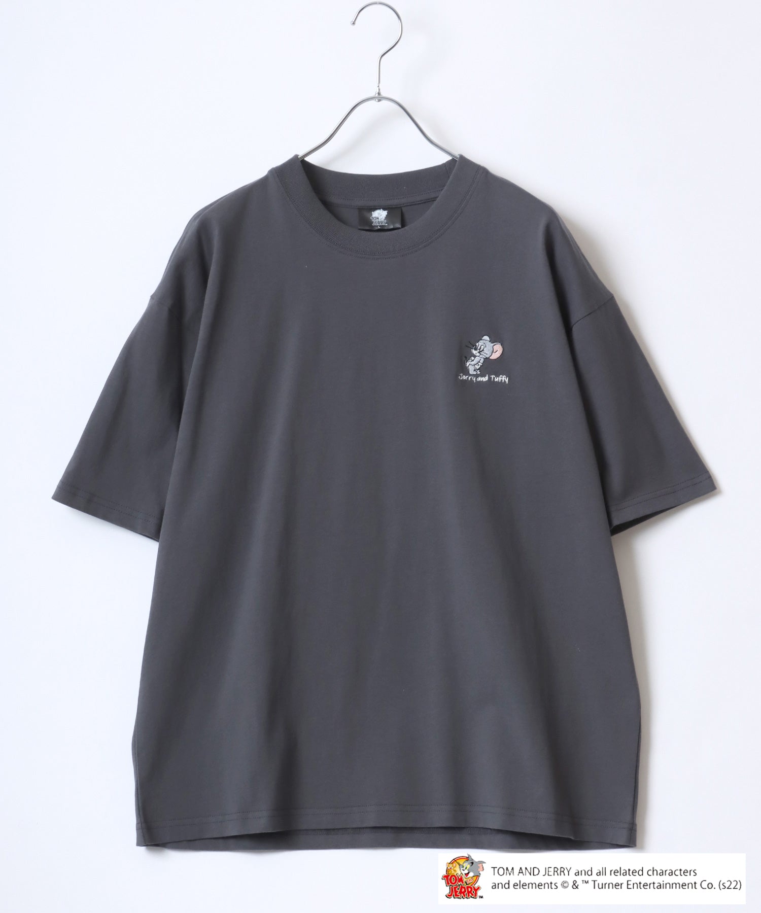マルカワ MARUKAWA Tom＆Jerry/トムとジェリー キャラクター フロント バックサガラ刺繍 オーバーサイズ半袖Tシャツ レディース メンズ （スミクロ） スミクロ