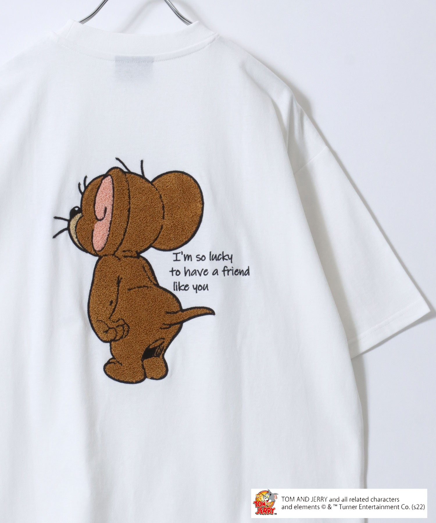 マルカワ MARUKAWA Tom＆Jerry/トムとジェリー キャラクター フロント バックサガラ刺繍 オーバーサイズ半袖Tシャツ レディース メンズ （ホワイト） ホワイト