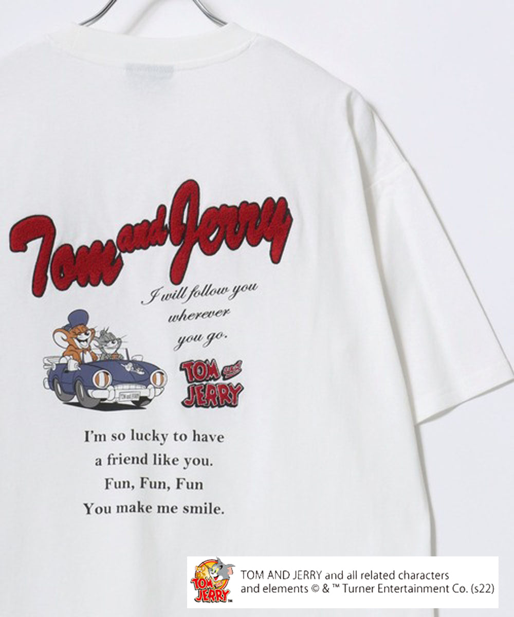 マルカワ MARUKAWA 2024SS Tom＆Jerry/トムとジェリー キャラクター フロント バックサガラ刺繍 オーバーサイズ半袖Tシャツ レディース メンズ （ホワイト系その他4） ホワイト系その他4