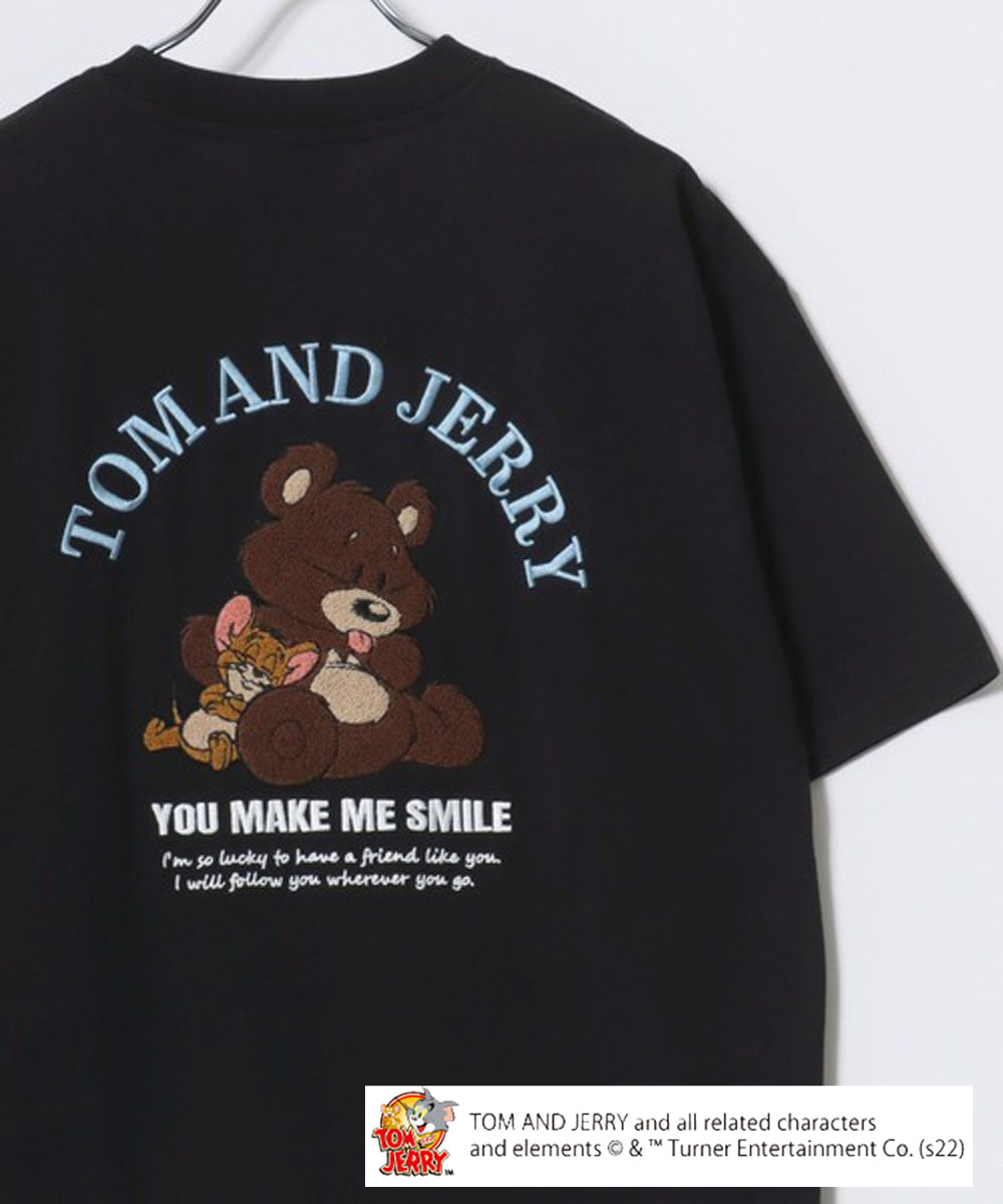 マルカワ MARUKAWA 2024SS Tom＆Jerry/トムとジェリー キャラクター フロント バックサガラ刺繍 オーバーサイズ半袖Tシャツ レディース メンズ （ブラック系その他4） ブラック系その他4