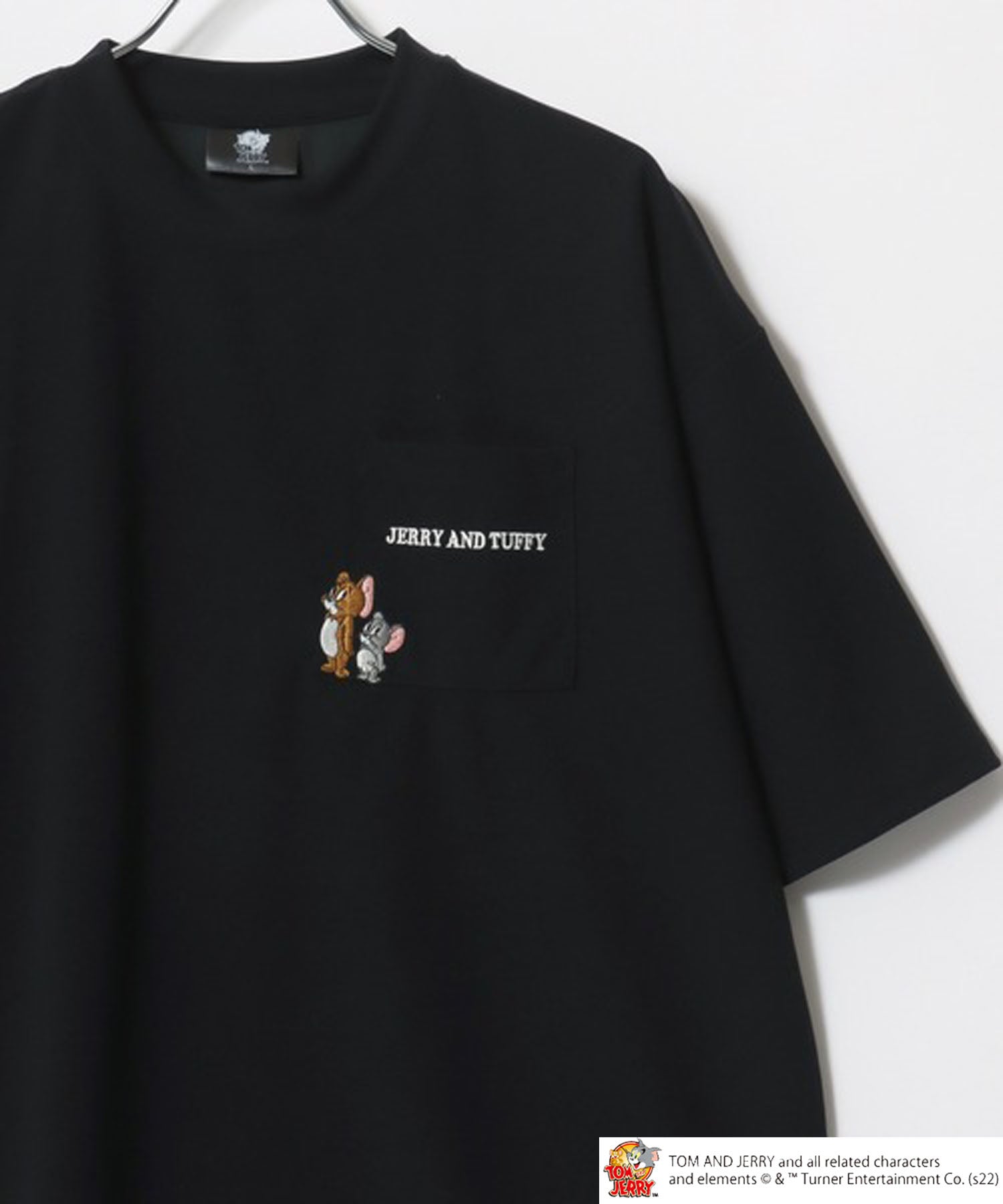 Tom＆Jerry/トムとジェリー キャラクター 接触冷感 UVカット オーバーサイズ ポケット付半袖Tシャツ ブラック系その他2
