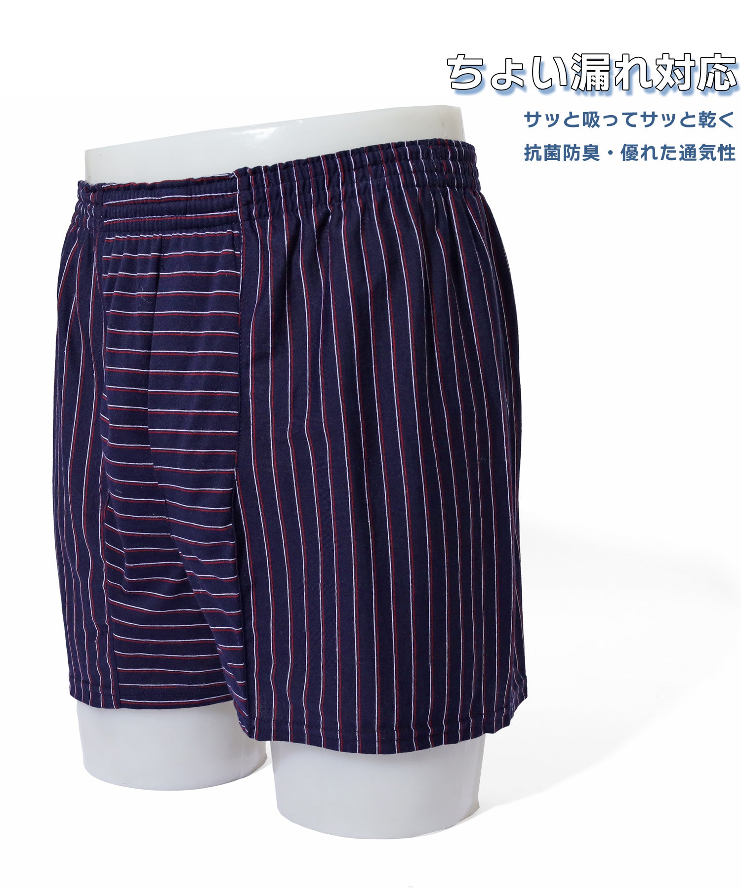 マルカワ MARUKAWA ちょい漏れ対策 モレスキュー 先染め トランクス メンズ 下着 アンダーウェア 【返品不可商品】 （ネイビー） ネイビー