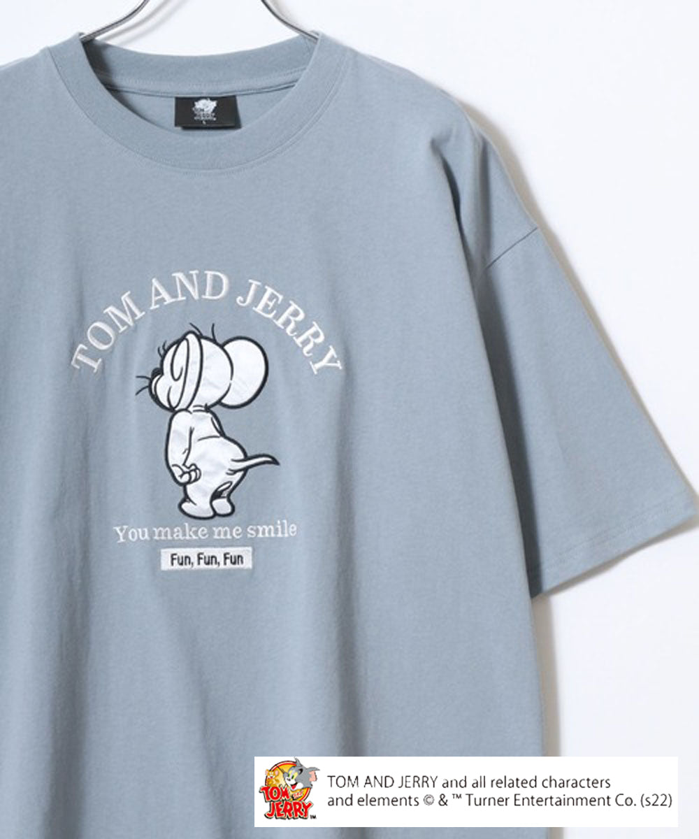 マルカワ MARUKAWA 2024SS Tom＆Jerry/トムとジェリー キャラクター フロント バックサガラ刺繍 オーバーサイズ半袖Tシャツ レディース メンズ （ブルー系その他3） ブルー系その他3