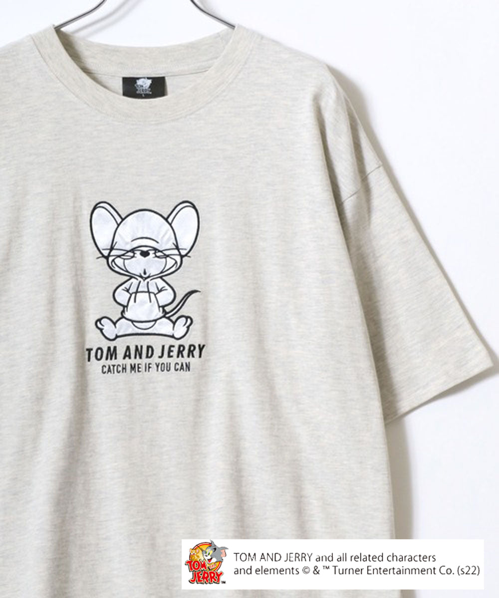 マルカワ MARUKAWA 2024SS Tom＆Jerry/トムとジェリー キャラクター フロント バックサガラ刺繍 オーバーサイズ半袖Tシャツ レディース メンズ （グレー系その他） グレー系その他