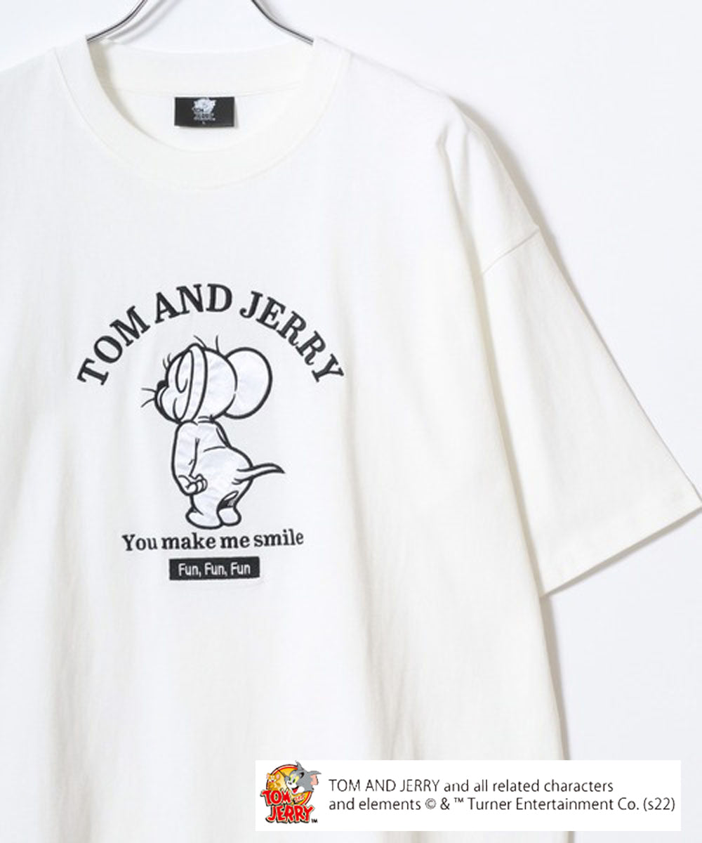 マルカワ MARUKAWA 2024SS Tom＆Jerry/トムとジェリー キャラクター フロント バックサガラ刺繍 オーバーサイズ半袖Tシャツ レディース メンズ （ホワイト系） ホワイト系