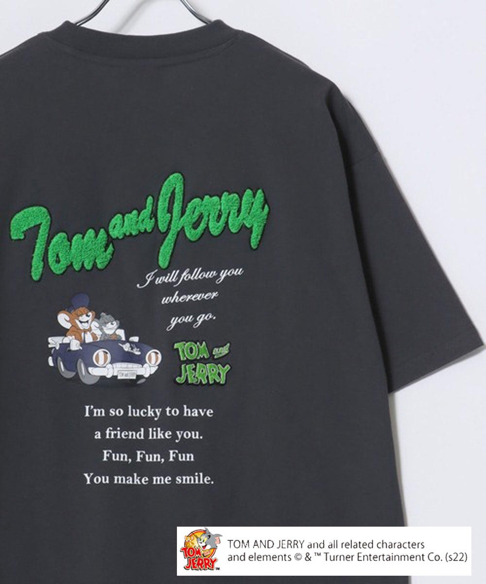 マルカワ MARUKAWA 2024SS Tom＆Jerry/トムとジェリー キャラクター フロント バックサガラ刺繍 オーバーサイズ半袖Tシャツ レディース メンズ （ブラック系その他3） ブラック系その他3