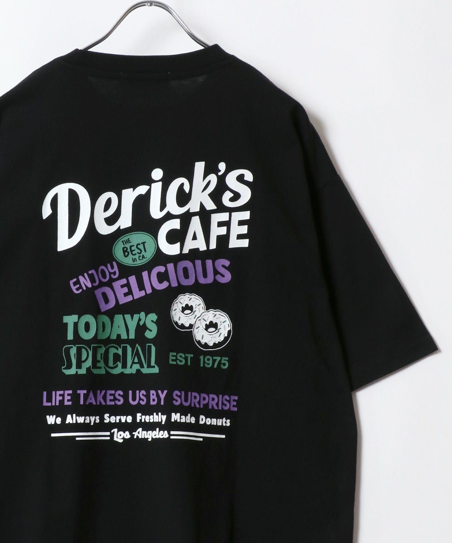 マルカワ MARUKAWA ヴィンテージカフェ リンガー バックプリント オーバーサイズ 半袖 Tシャツ （ブラック系その他2） ブラック系その他2