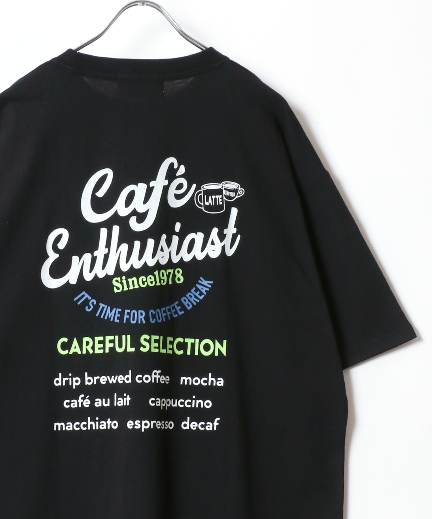 マルカワ MARUKAWA ヴィンテージカフェ リンガー バックプリント オーバーサイズ 半袖 Tシャツ （ブラック系その他） ブラック系その他
