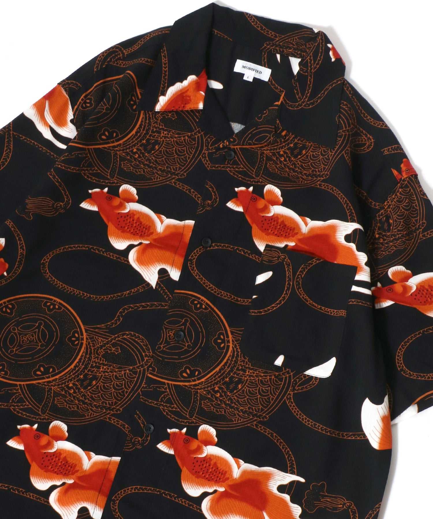 マルカワ MARUKAWA レーヨン アロハシャツ オープンカラー 開襟シャツ 半袖シャツ ハワイアンシャツ 柄 メンズ レディース （ブラック系その他2） ブラック系その他2