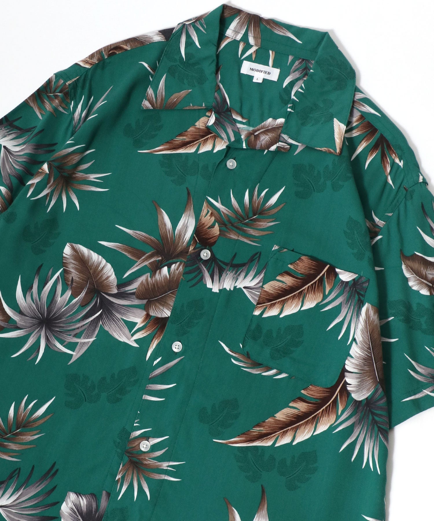 マルカワ MARUKAWA レーヨン アロハシャツ オープンカラー 開襟シャツ 半袖シャツ ハワイアンシャツ 柄 メンズ レディース （グリーン系その他） グリーン系その他