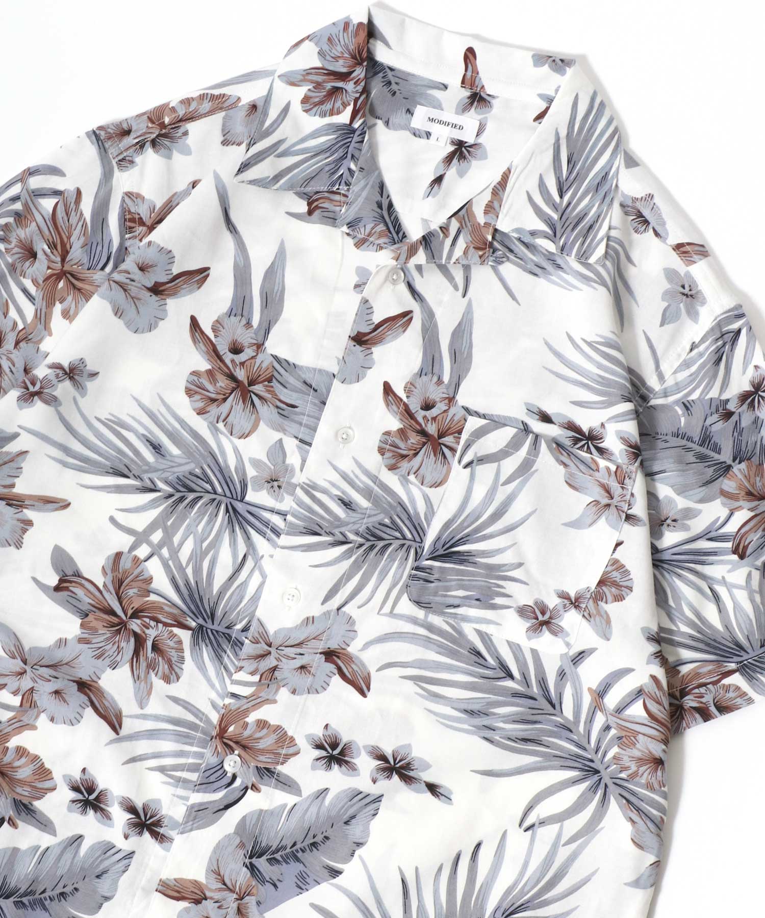 マルカワ MARUKAWA レーヨン アロハシャツ オープンカラー 開襟シャツ 半袖シャツ ハワイアンシャツ 柄 メンズ レディース （ホワイト系その他） ホワイト系その他