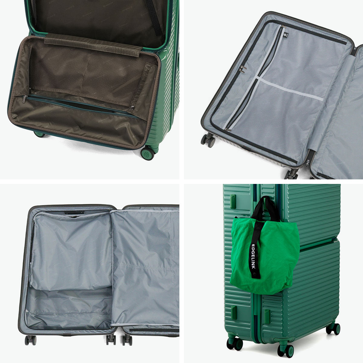 エッジリンク EDGELINK スーツケース フロントオープン ACE 軽量 軽い キャリーケース ストッパー ハード ファスナー PC CRUZBOX GLINT Check-in-L Suitcase 101L 09144 （ブラック） ブラック