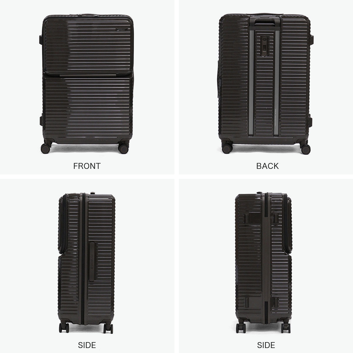 エッジリンク EDGELINK スーツケース フロントオープン ACE 軽量 軽い キャリーケース ストッパー ハード ファスナー PC CRUZBOX GLINT Check-in-L Suitcase 101L 09144 （ブラック） ブラック