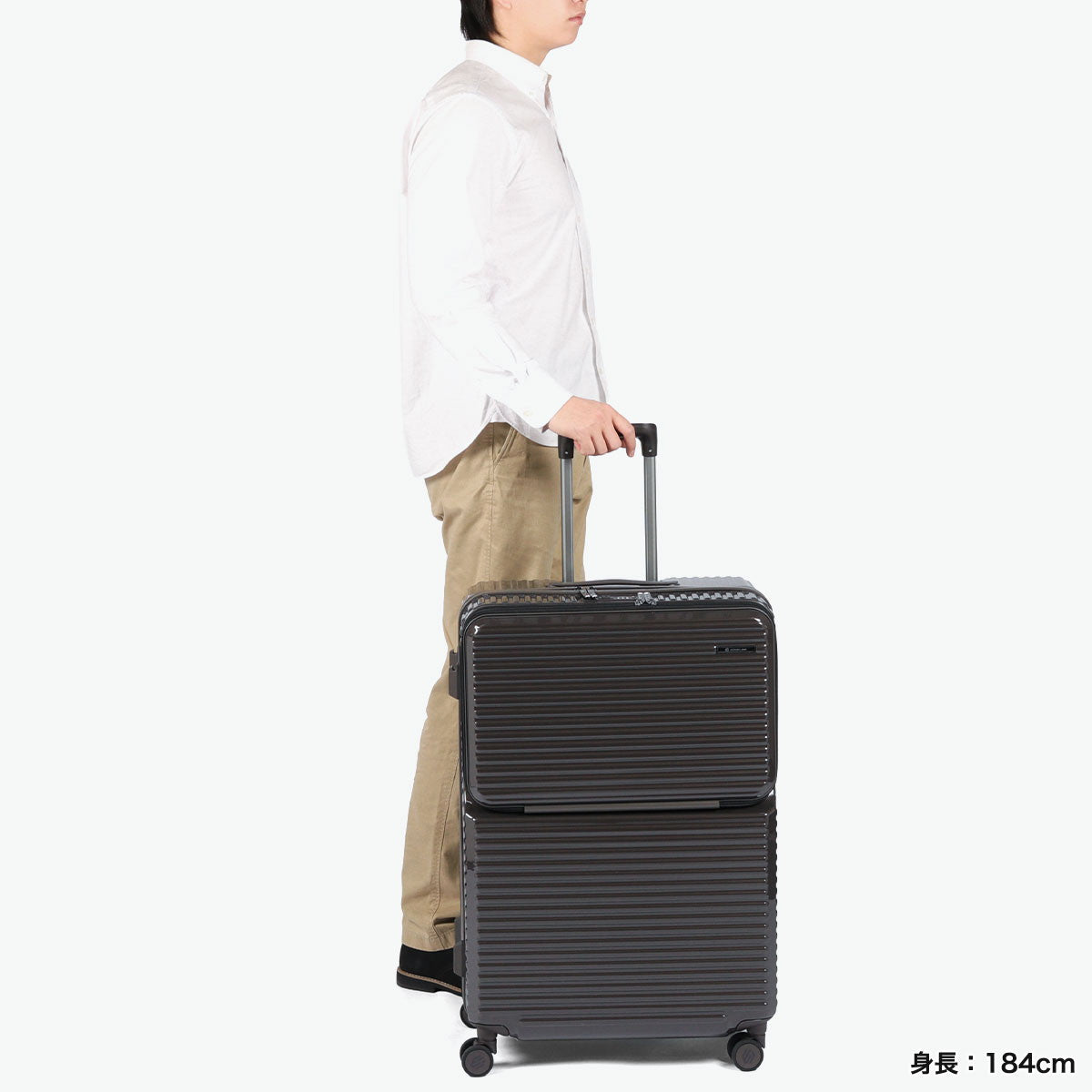 エッジリンク EDGELINK スーツケース フロントオープン ACE 軽量 軽い キャリーケース ストッパー ハード ファスナー PC CRUZBOX GLINT Check-in-L Suitcase 101L 09144 （ブラック） ブラック