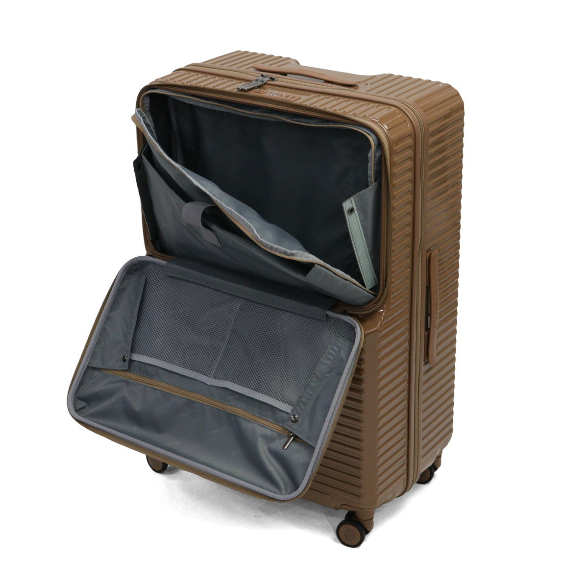 エッジリンク EDGELINK スーツケース フロントオープン ACE 軽量 軽い キャリーケース ストッパー ハード ファスナー PC CRUZBOX GLINT Check-in-L Suitcase 101L 09144 （ブラック） ブラック