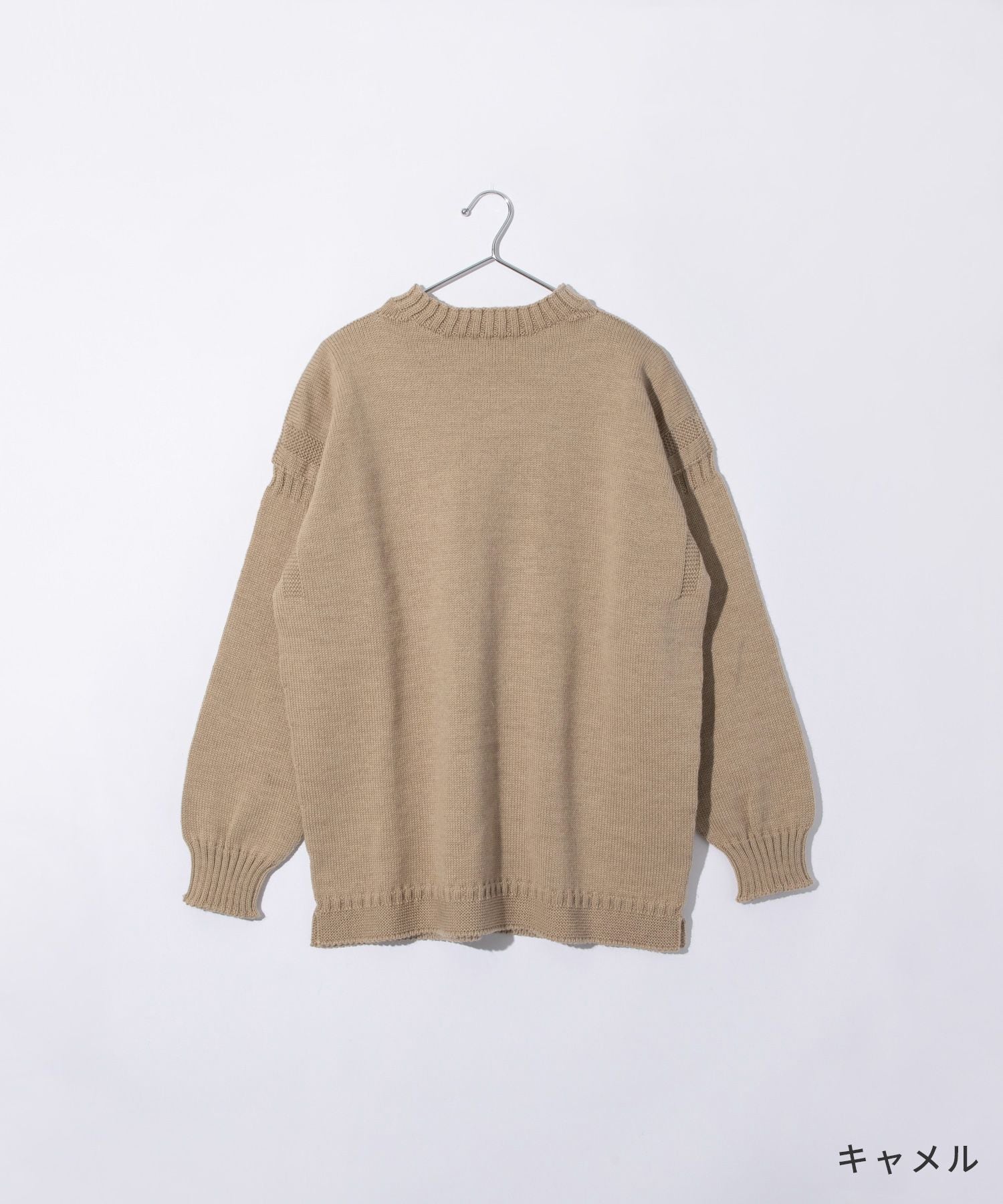 ガンジーウーレンズ Guernsey Woollens 【正規品】 ガンジーウーレンズ GUERNSEY WOOLLENS GW1001 ニット メンズ レディース トップス 長袖 セーター オーバーサイズ プルオーバー リブ編み ボー （キャメル） キャメル